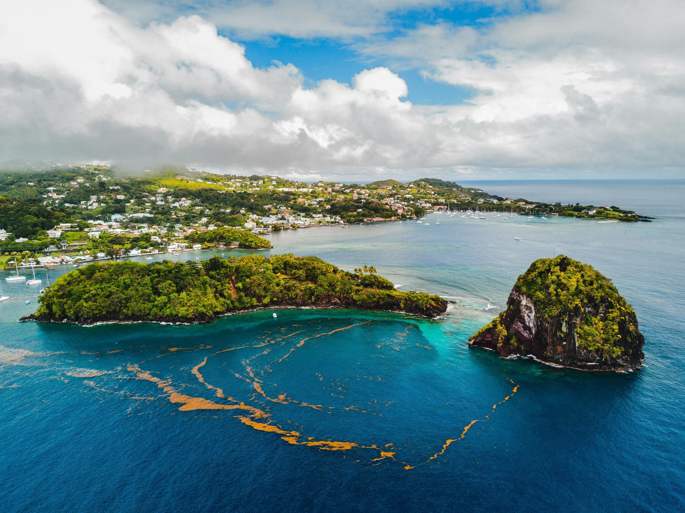 Aerial coastline, Saint Vincent and the Grenadines